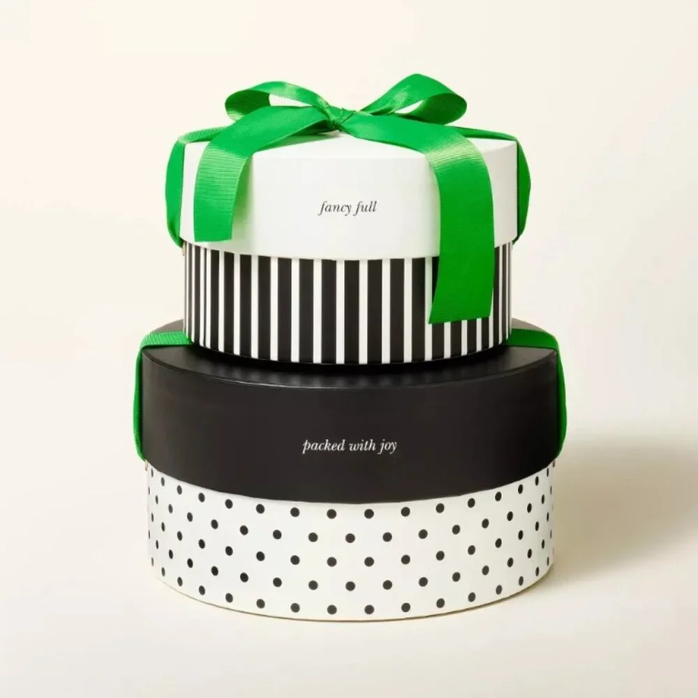 NWT 2pk Round Gift Boxes - kate spade new york x Target Black/Cream/Green